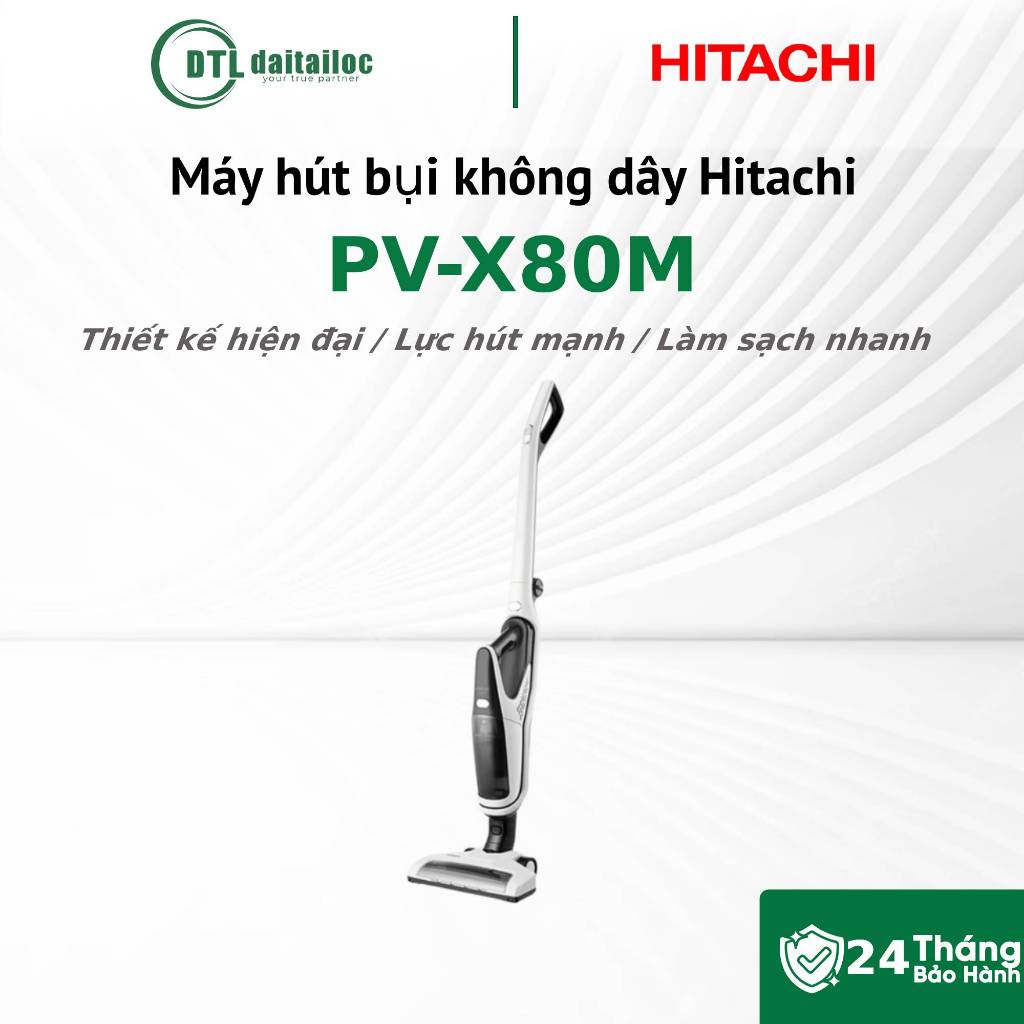 Máy hút bụi không dây Hitachi PV-X80M WH có đèn LED 100W  Bộ lọc HEPA H10 | Chính hãng | Bảo hành 24