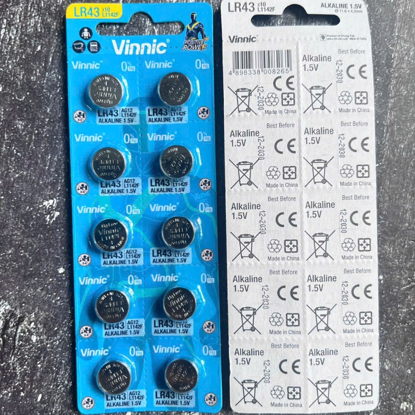 [ HỎA TỐC ] Viên Pin Đồng Hồ, Đồ Chơi, Thiết Bị Điện Tử LR43 AG12 L1142F 1,5V Pin LR43