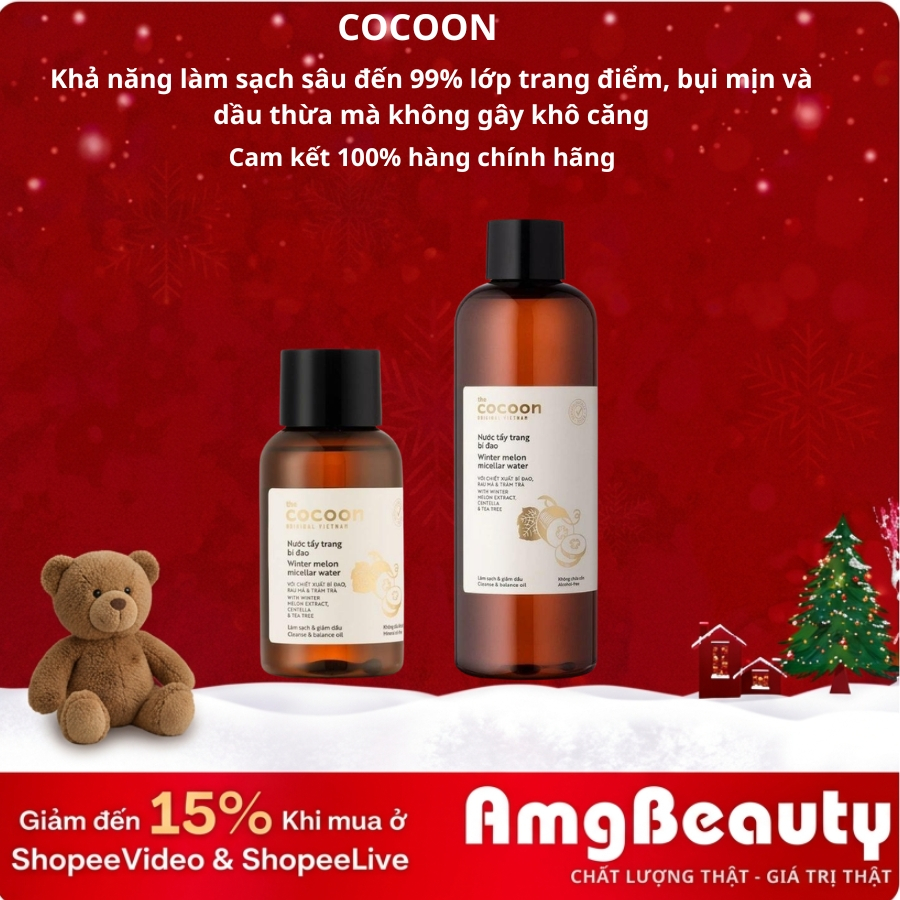 Nước tẩy trang bí đao The Cocoon Vietnam 500ml thuần chay cho da dầu mụn