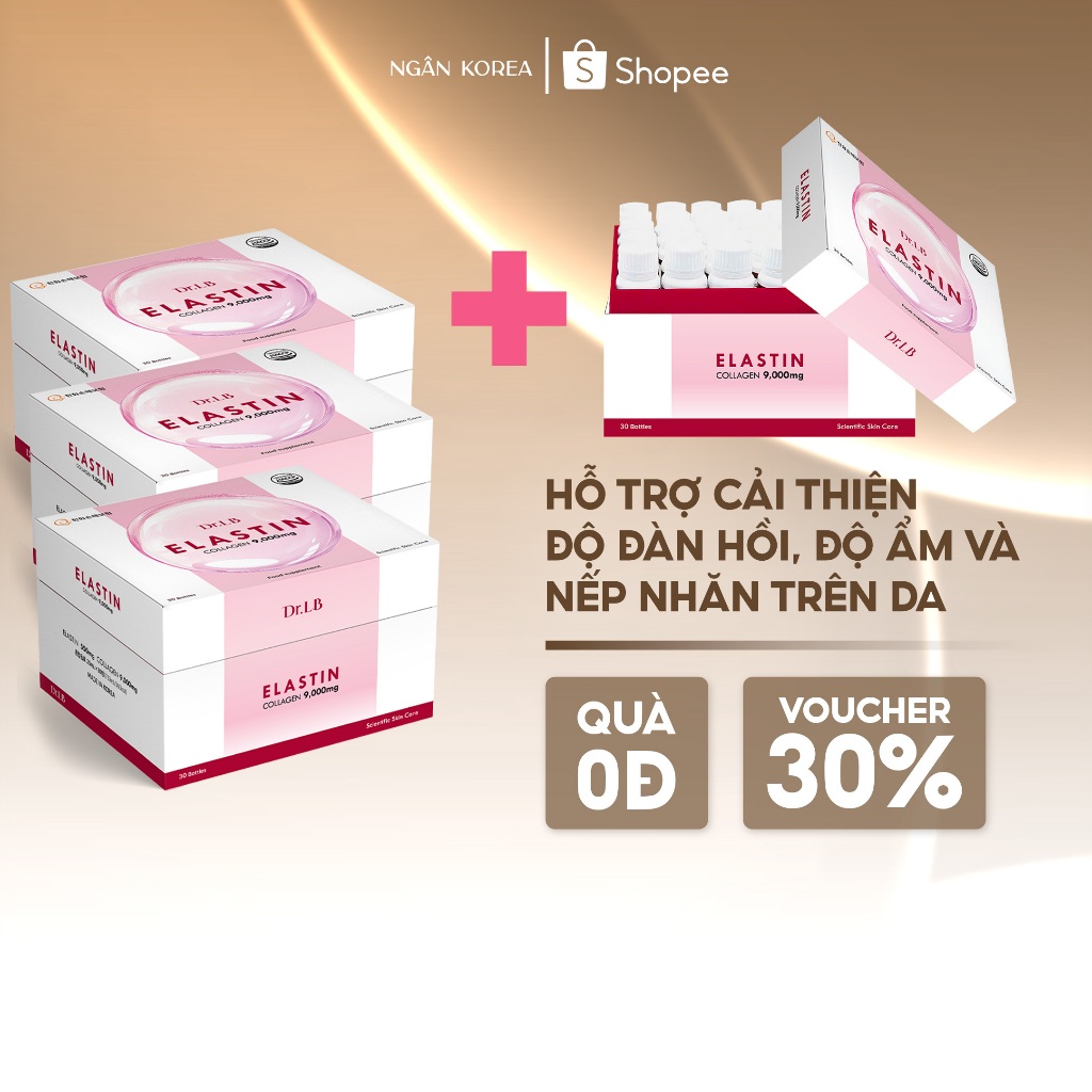 [Combo 3 Tặng 1] Elastin Collagen 9000mg Dr.LB Hàn Quốc – Collagen Peptide Cá Dạng Nước 30 Lọ Hỗ Trợ
