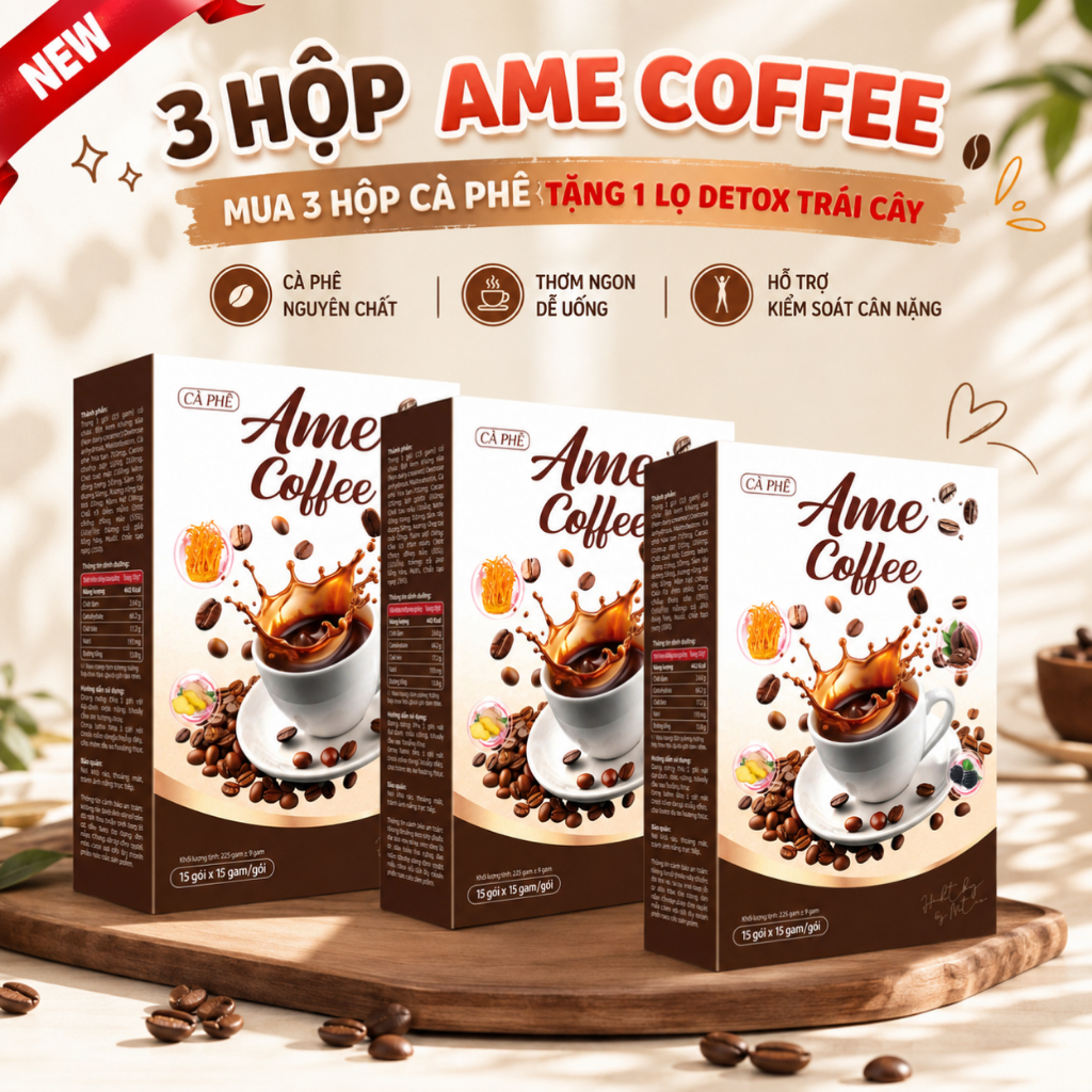 COMBO 3 Hộp Cà Phê Ame Coffee, Ezim Coffee Hộp 15 gói , Hòa Tan Tiện Lợi