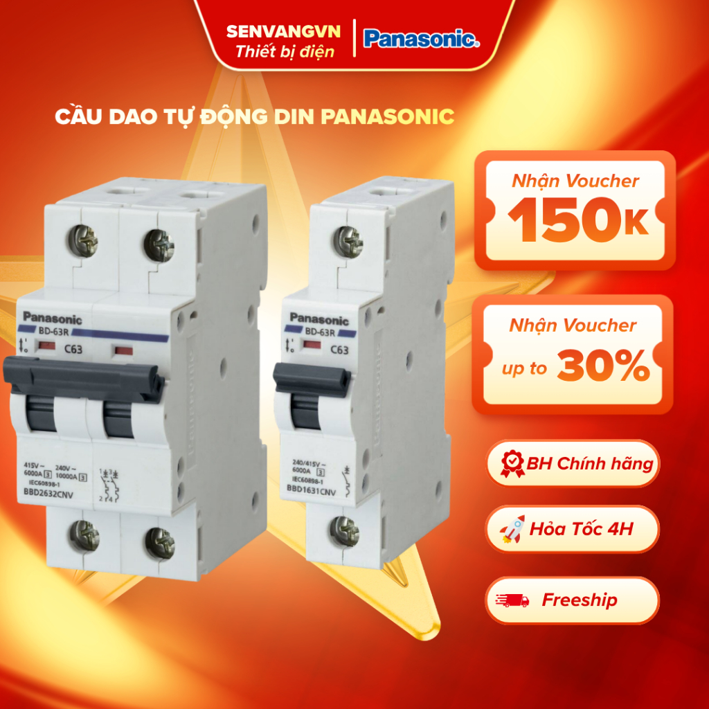 CB Aptomat Panasonic 1 cực 2 Cực Chống Quá Tải Ngắn Mạch Panasonic - Senvang