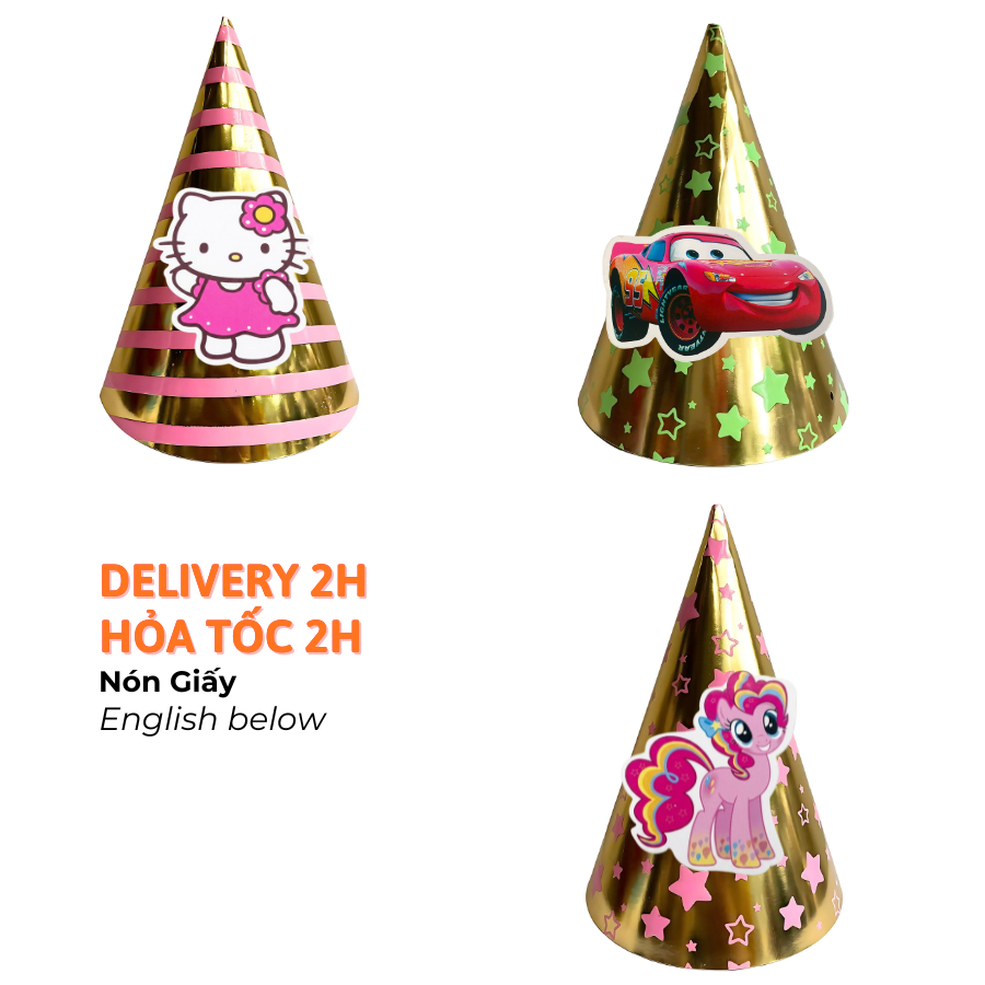 Nón Sinh Nhật Hoạt Hình Nhiều Mẫu, Nón Hình Con Gà, Nón Xe Hơi Màu Đỏ Birthday Hat CCH114