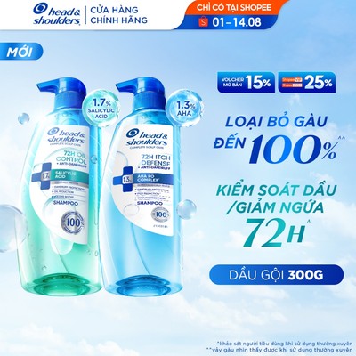 [LS] Dầu Gội HEAD & SHOULDERS 72 GIỜ Kiềm Dầu/ Giảm Ngứa Da Đầu Và Làm Sạch Gàu Vượt Trội - Chai 300g