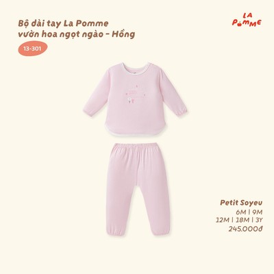 Bộ dài tay La Pomme vườn hoa ngọt ngào - Sợi Petit Soyeu thoáng mát - Bé gái - 6M - 3Y