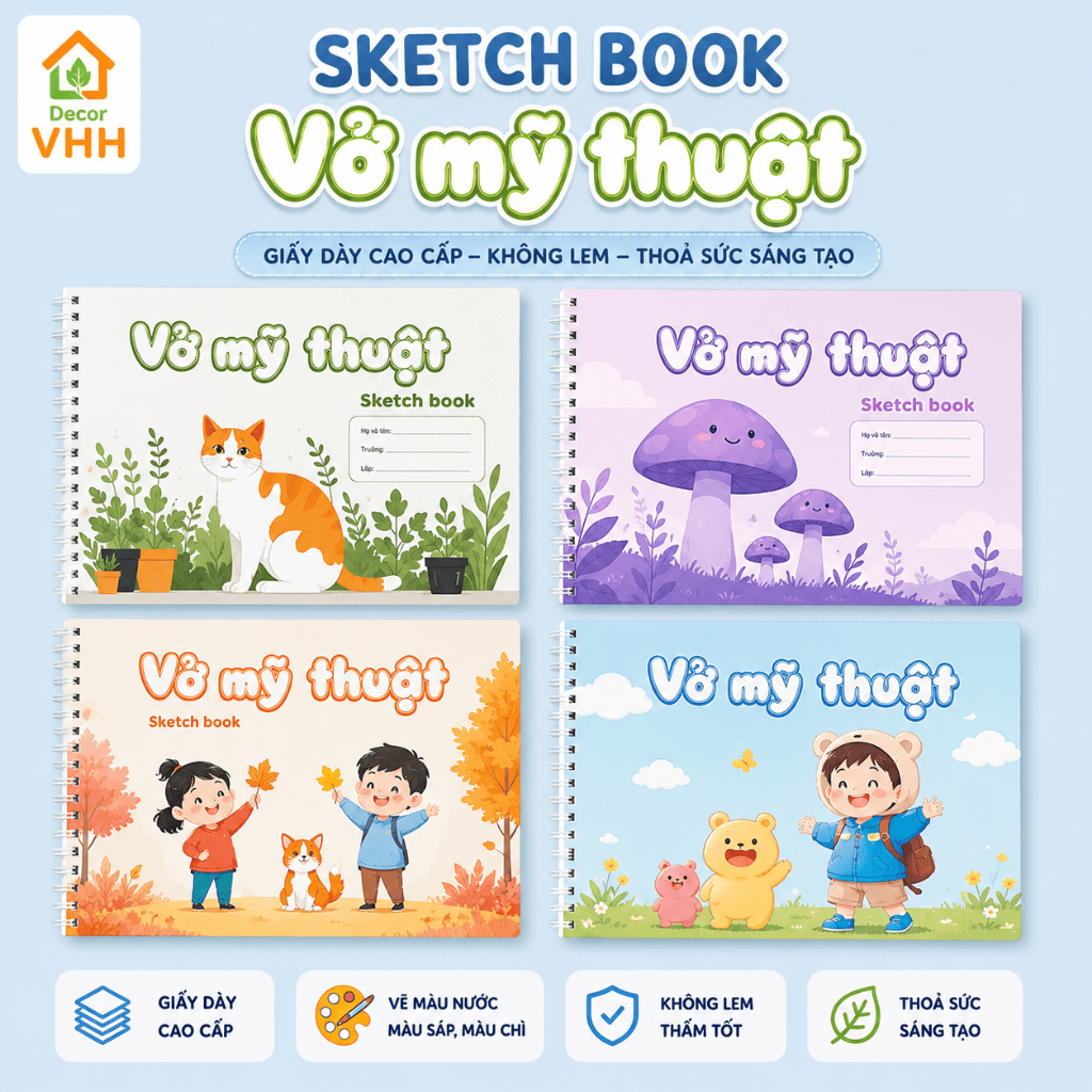 [ Vở Vẽ ] Vở Vẽ Lò Xo A4  40 trang - Vỡ Vẽ A4 giấy 100gsm-mẫu mới