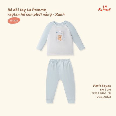 Bộ dài tay La Pomme raglan hổ con phơi nắng - Sợi Petit Soyeu thoáng mát - Bé trai- 6M - 3Y