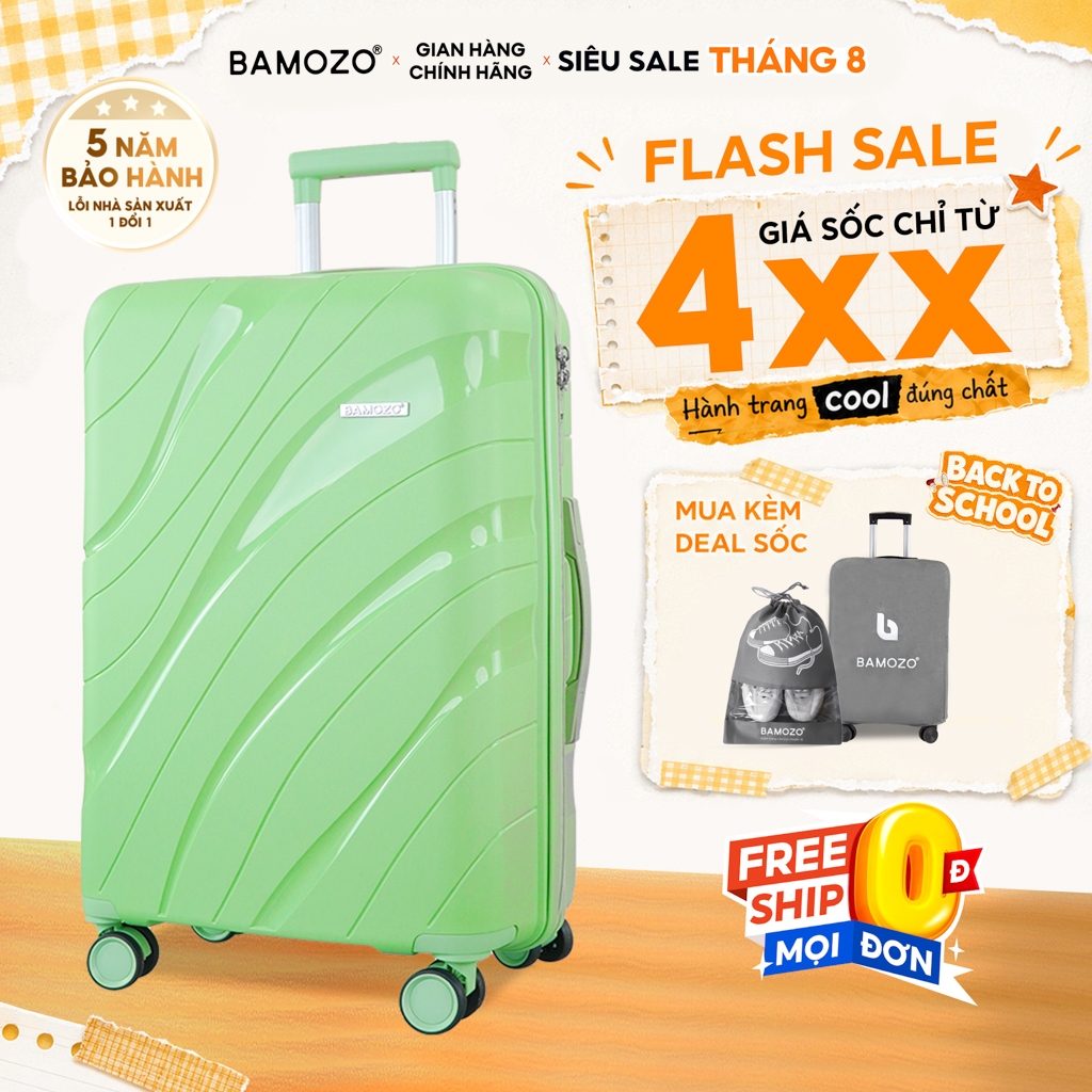 Vali khóa kéo du lịch size 28 Bamozo nhựa PP chống vỡ, chống rạch hai lớp_Nancy