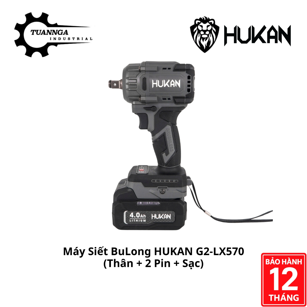 Máy Siết BuLong Pin 21V HUKAN G2-LX570 - Lực Siết 570Nm, 3 Mức Chỉnh Tốc Độ, Không Chổi Than