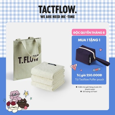 Bộ TACTFLOW 3 Khăn Tắm Shower Towel TFH 40*80cm-Màu Be và Túi vải Daily tote bag small TFF100 24*30cm - Xanh LBT0000004