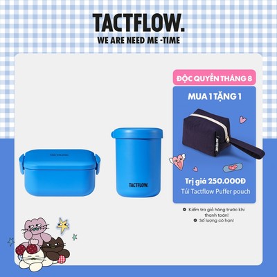 Bộ 2 Hộp Cơm Vuông TACTFLOW Square Lunchbox 850ml - Xanh và Cốc đựng đồ ăn nhẹ Snack up Snack up Lunchbox 600ml - Xanh
