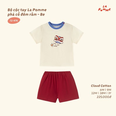 Bộ cộc tay La Pomme phá cỗ đêm rằm - Sợi Cloud Cotton mềm êm - Bé trai - 6M - 3Y