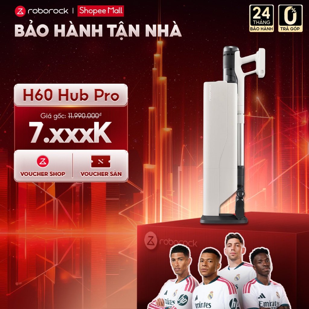 [Bảo hành tận nhà] Roborock H60 Hub Pro/ H60 Hub Ultra/ H60 Ultra Máy hút bụi cầm tay| Lực hút 170AW