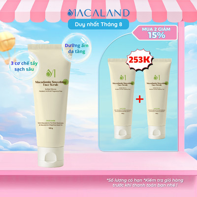 Tẩy Tế Bào Chết Da Mặt Mắc Ca 120g Làm Mịn Da Macaland - Macadamia Smoothing Face Scrub