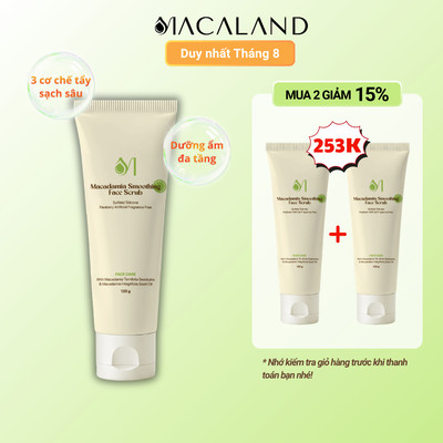 Tẩy Tế Bào Chết Dành Cho Da Mặt Từ Mắc Ca 120g Giúp Làm Mịn Da Macaland - Macadamia Smoothing Face Scrub
