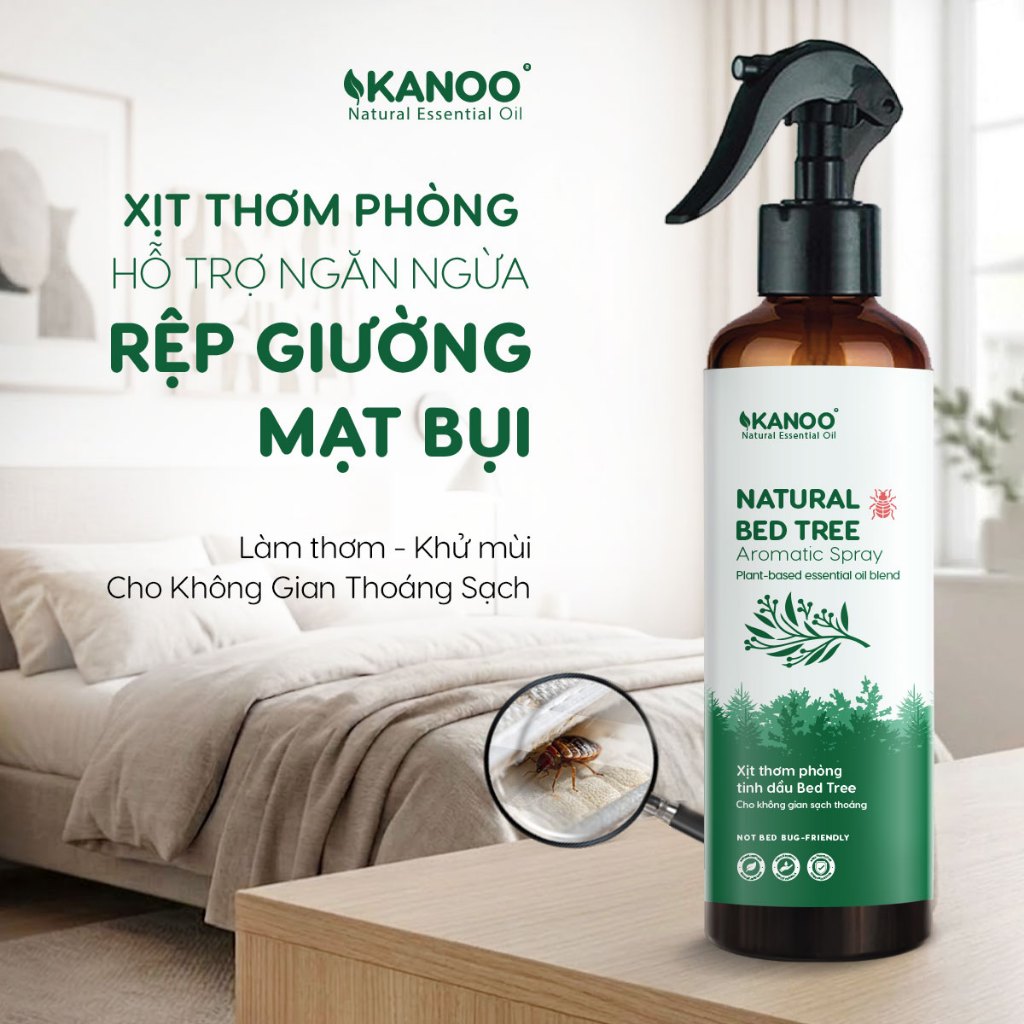 Bình Xịt Ngăn Ngừa Rệp Giường, Mạt Bụi, Ve Bọ Kanoo. Thành Phần Thảo Dược - Khử Mùi, Thơm Phòng Nhan