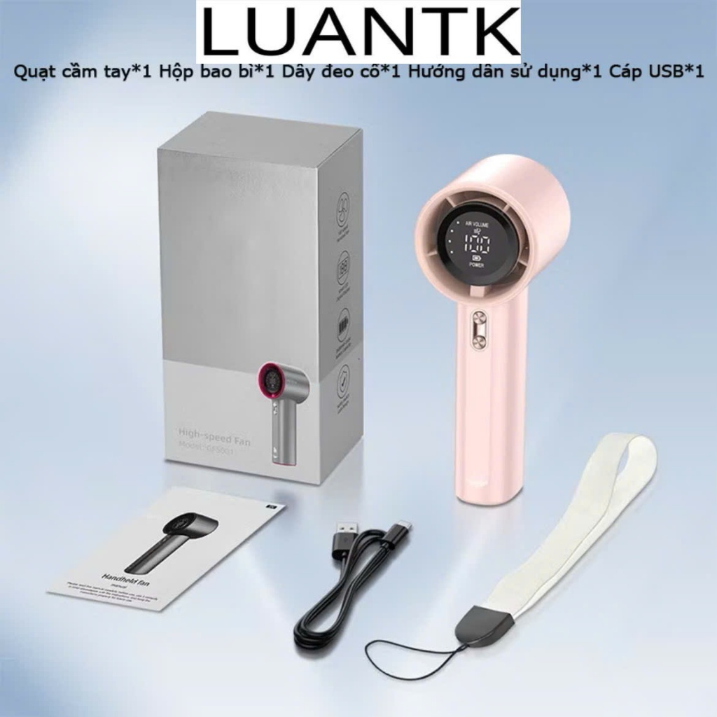Quạt LUANTK mini cầm tay M2 5000mAh di động  màn hình hiển thị pin