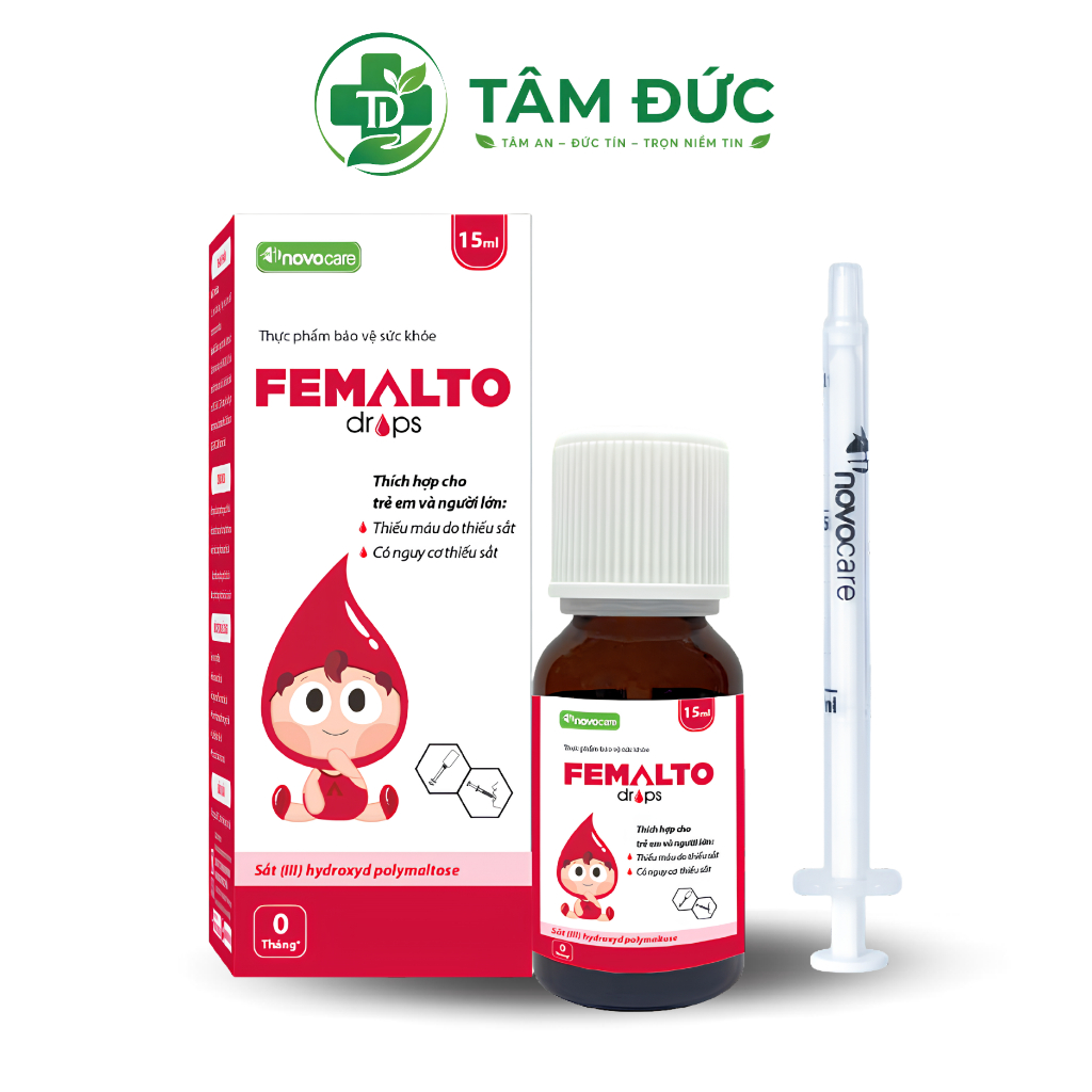 Sắt Nhỏ Giọt Femalto Drops Bổ Sung Sắt Hữu Cơ Không Tanh Không Gây Táo Bón Hỗ Trợ Hấp Thu Lọ 30ml
