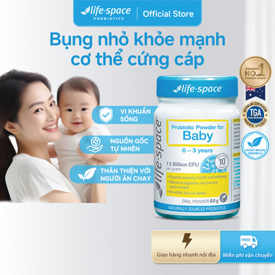 Men vi sinh Life Space Powder For Baby 60g hỗ trợ tiêu hóa và đề kháng cho bé 0-3t, độc quyền Livestream - Chính hãng