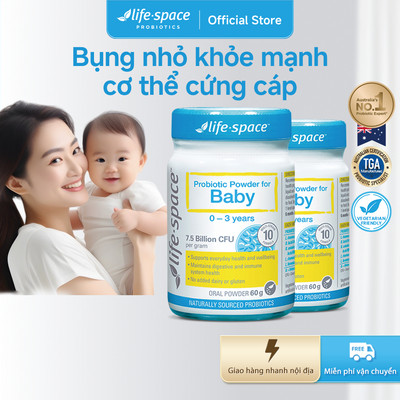 Men vi sinh Life Space Powder For Baby (0–3 tuổi) 60g*2 – Giúp hỗ trợ tiêu hóa và tăng cường sức đề kháng cho bé