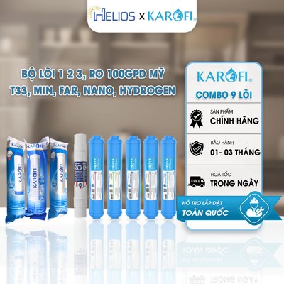 Combo 9 Lõi Lọc Nước Karofi Chính Hãng K9IQ-2 Plus, K9IP-2 (T33, Mineral, Far, Nano, Hydrogen)