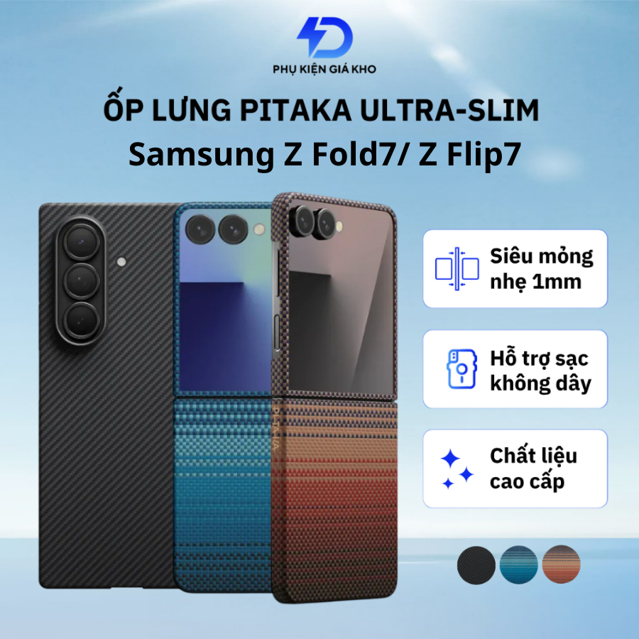 Ốp lưng Pitaka Ultra-Slim vải dệt siêu mỏng cao cấp cho Samsung Z Fold 7/ Z Flip 7 - bảo hành chính 
