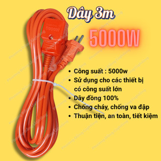 Phích Âm Liền Dây 600W – Phích Nối Liền Dây Dài 3m, 5m, 8m,10m, Dây Nguồn Đèn LED, Quạt, Thiết Bị Điện Gia Dụng Tiện Lợi