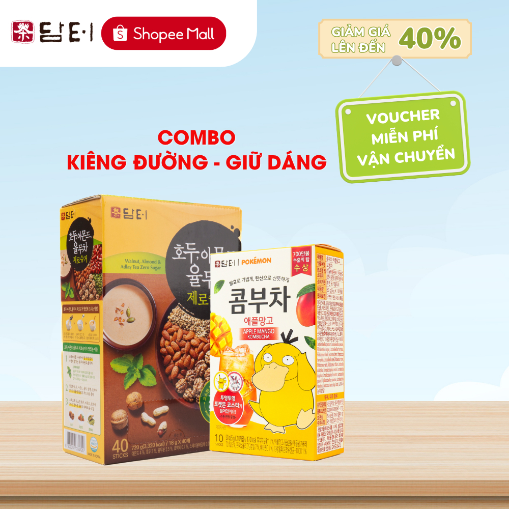 [Combo Kiêng đường - Đẹp dáng] Ngũ cốc không đường tinh luyện (40 gói) + Trà Kombucha (10 gói)