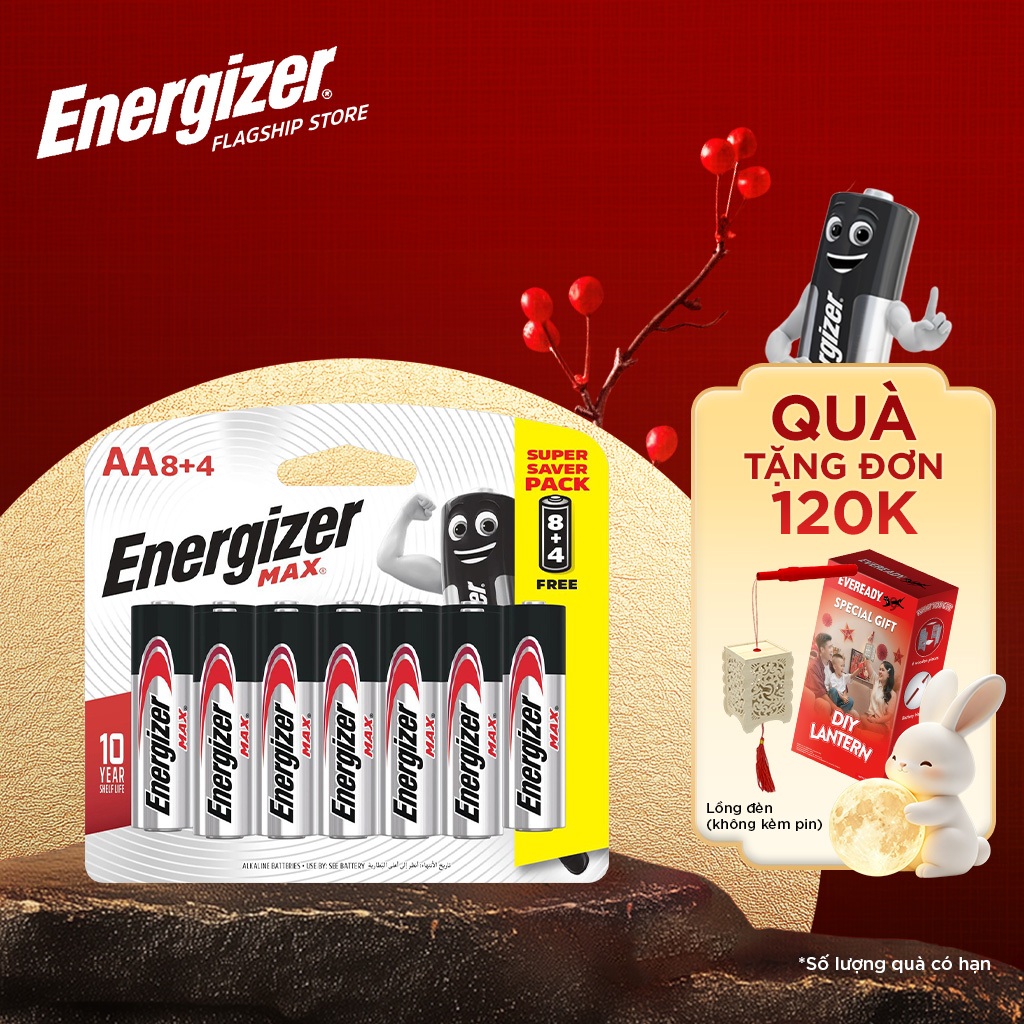 Pin AA Energizer Max E91 BP8+4 - Vỉ 8 Tặng 4