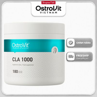 Viên Uống Đốt Mỡ OstroVit CLA 1000 – Hỗ Trợ Giảm Mỡ, Giữ Cơ | Lọ 180 Viên | Hàng Nội Địa Ba Lan