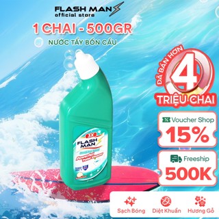 Nước Tẩy Bồn Cầu Nhà Vệ Sinh Flashman 500g – Diệt Khuẩn 99.9% – Khử Mùi, Tẩy Sạch Vết Bẩn Mảng Bám – Hương Gỗ Dịu Nhẹ