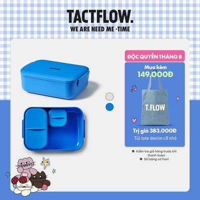 Hộp Cơm Hình Chữ Nhật TACTFLOW Rectangular Lunchbox TFK450 bằng nhựa - dung tích 1.2L - Màu trắng / Xanh