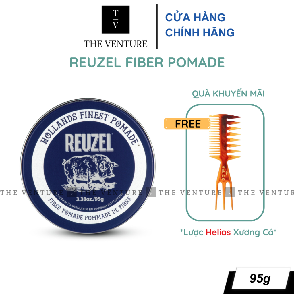 Sáp vuốt tóc nam Reuzel Fiber Pomade - Pomade heo Fiber xanh dương đậm