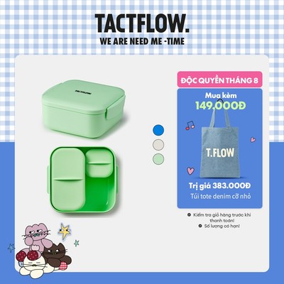 Hộp Cơm Vuông TACTFLOW Square Lunchbox TFK451 bằng nhựa dung tích 850ML - Màu Xanh / Be / Xanh Mint