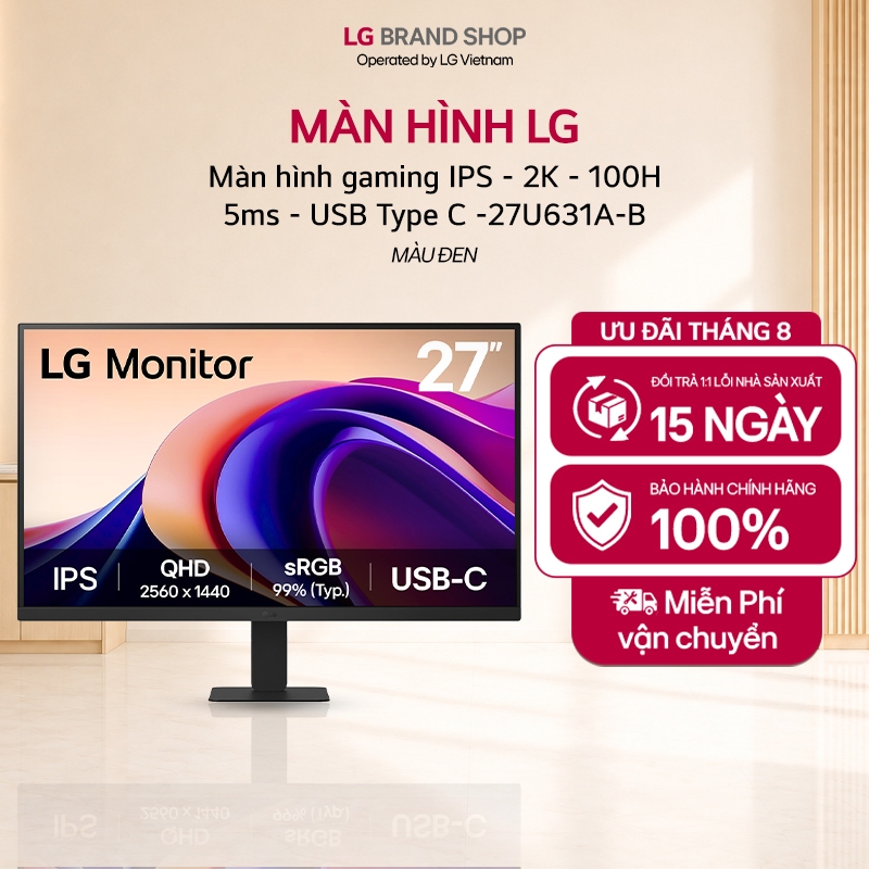 [Chỉ giao miền Bắc/Trung] 27U631A-B- Màn hình gaming IPS - 2K - 100Hz - 5ms - USB Type C