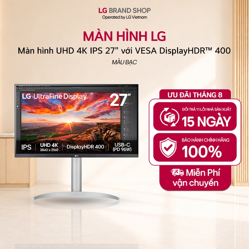 [Chỉ giao miền Nam/Bắc] 27UP850K-W.ATV- Màn hình gaming UHD 4K IPS 27" với VESA DisplayHDR™ 400