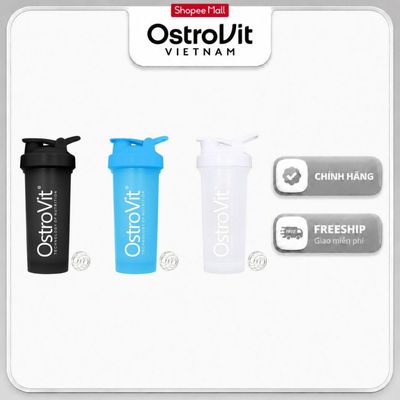 Bình Shaker Ostrovit - Dòng Fit 600ml – Nhựa Trong Suốt, Có Vạch ML – Pha Whey, Chơi Thể Thao