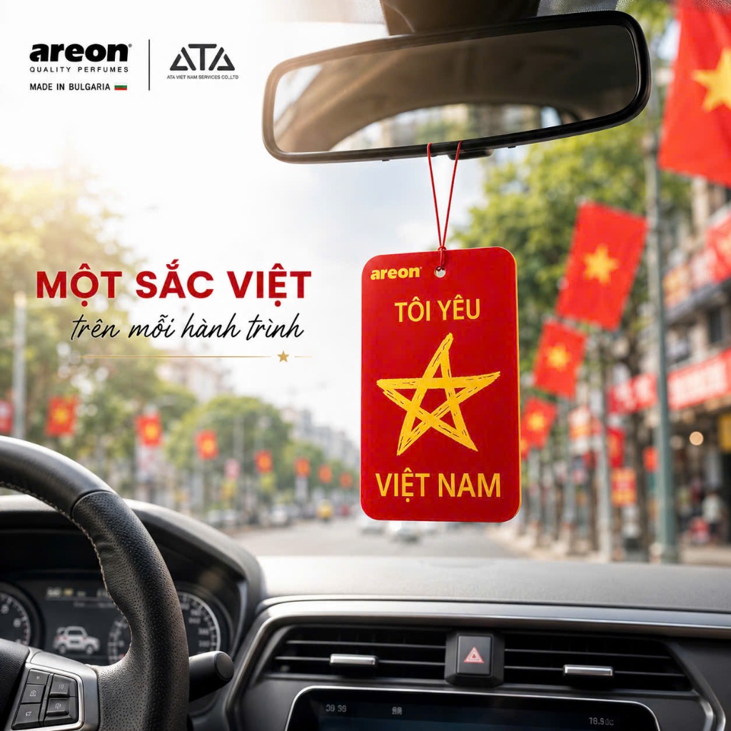 [Nhiều Mùi Hương] LÁ THƠM AREON TÔI YÊU VIỆT NAM Treo Xe - Hương Thơm Tự Nhiên, An Toàn, Cao Cấp Chí