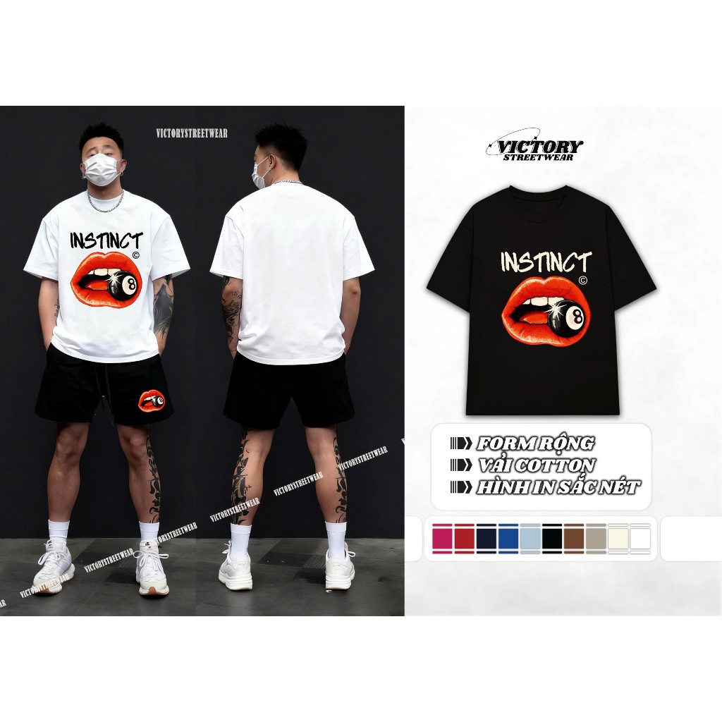 Set Thun Cotton 260GSM Form Rộng Victory Streetwear Oversize INSTINCT 8 Ball Pool