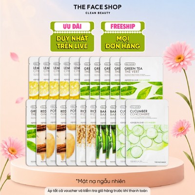 [Livestream] Combo 21 Mặt Nạ Quốc Dân Dưỡng Mềm Da THE FACE SHOP Real Nature 20g (mix nhiều loại)