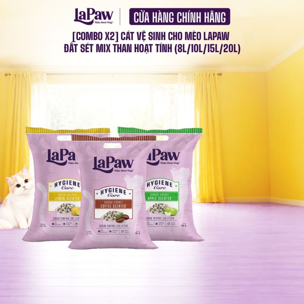[COMBO 2 bao]laPaw Cát vệ sinh cho mèo than hoạt tính cao cấp siêu vón cục,siêu khử mùi,thơm lâu,ít 
