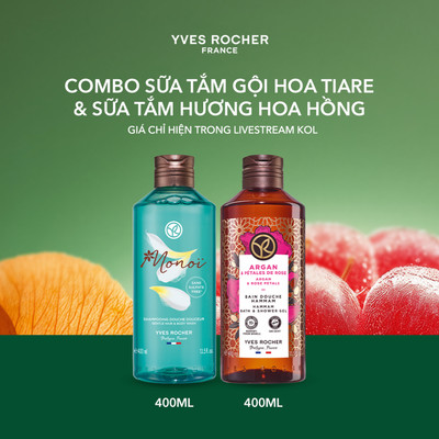 [KOL] Combo 2 sữa tắm hương hoa Tiare và hương hoa hồng Yves Rocher 400mlx2
