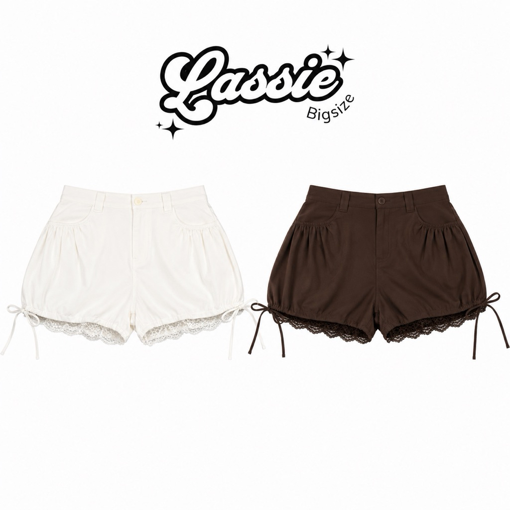 LASSIE BIGSIZE| Quần shorts bí kaki Bigsize ống rộng (60-80kg) - BÍ SHORT