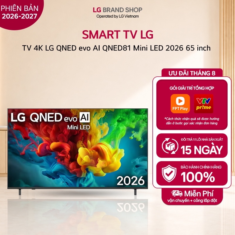 [Chỉ giao miền Nam/Bắc] 65QNED81BSA.ATV - TV 4K LG QNED evo AI QNED81 Mini LED 2026 65 inch