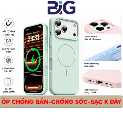 Ốp Lưng Chống Bẩn, Chống Sốc, Sạc Ko Dây Chính Hãng BIG Dùng Cho Iphone Promax-Hỗ Trợ Sạc Không Dây
