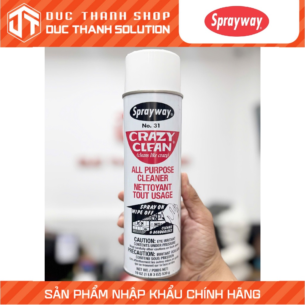 Vệ Sinh Đa Năng, Kim Loại, Sơn, Nhựa Sprayway No.31 Crazy Clean All Purpose Cleaner 539g TÙY CHỌN