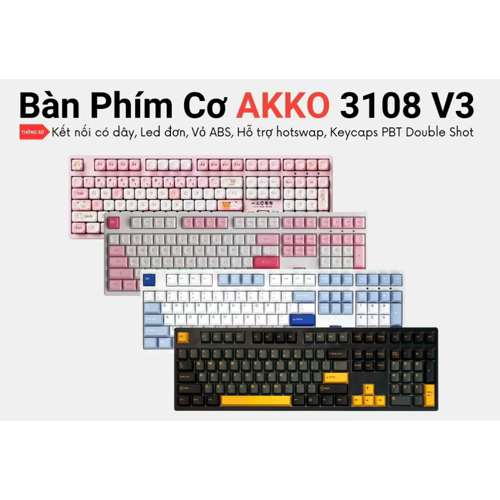 Bàn phím cơ AKKO 3087 RF (Dual-mode / AKKO sw v3) - Hàng Chính Hãng  ( Like New )