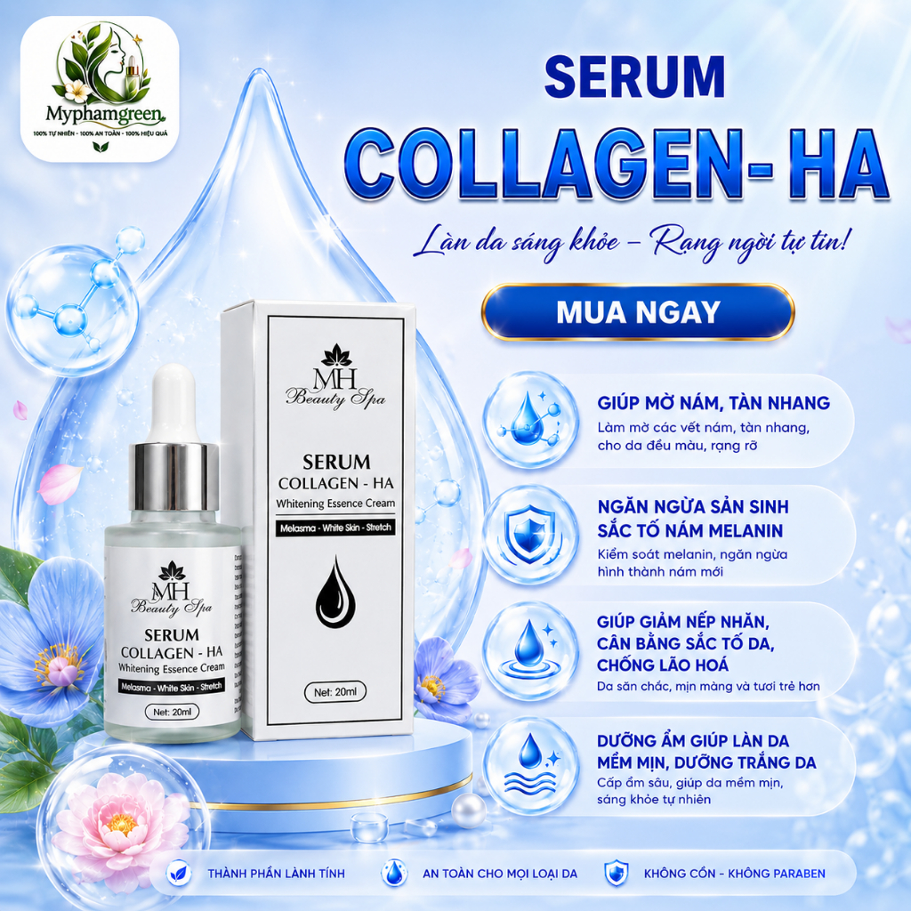 Serum HA Collagen Nhả Nám MH Beauty Spa 20ml- Mờ thâm nám, tàn nhang tận gốc