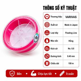 Dây Câu Cá VARIVAS Floating Line No.6.0 - 0.40mm 150m Made in Japan - SIZE SỐ 6 THÍCH HỢP CHO MÁY 4000 5000 CÂU SÔNG