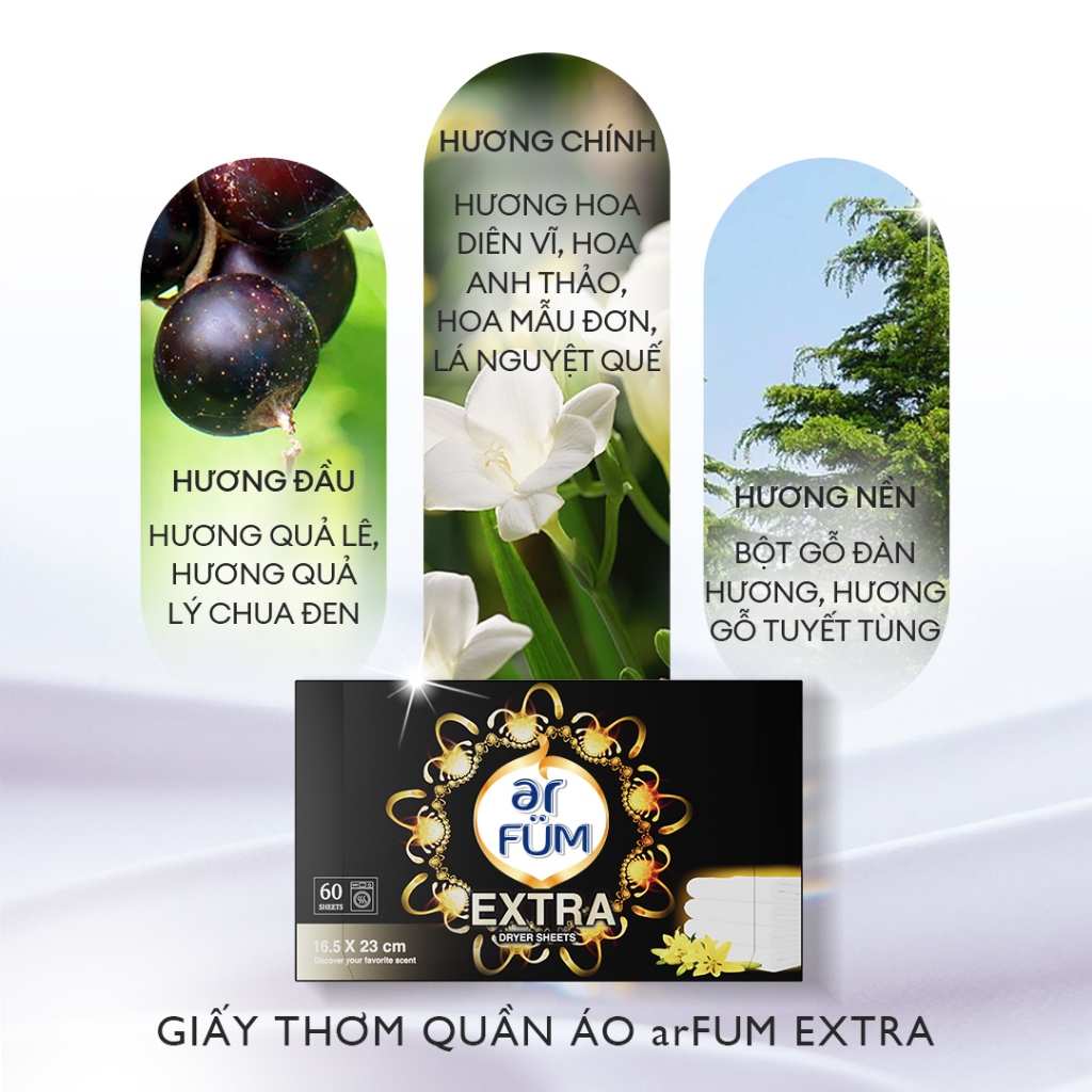 [Hannah x OUJI] Giấy Thơm Arfum Black Edition Làm Mềm Vải Và Chống Tĩnh Điện, Khử Mùi Tủ Giày, Tủ Qu